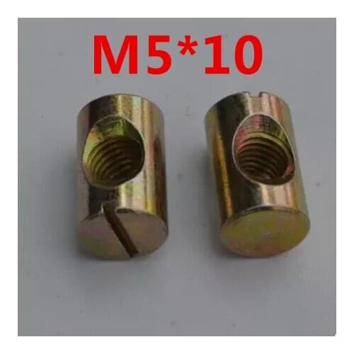 10pcs M5 Barrel Bolts Cross Dowel Slotted Furniture Nut fittings for Beds Crib Chairs Horizontal hole nut hammer embedded nut