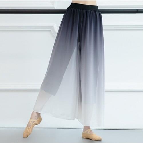Modern Dance Pant for Woman Wide Leg Dance Pants Women 2 Color Practice Wear Dancer Loose Trouser Chiffon Double Layers