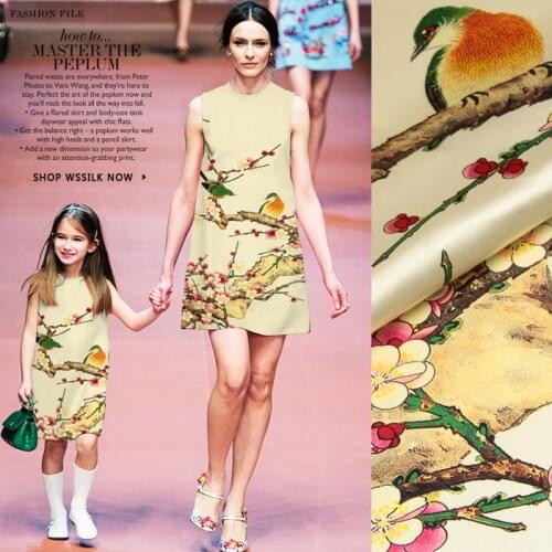 CNUM SP063 Pure Silk/The Magpie Forecasts Good News/Silk Fabric Stretch/93% Silk 7% Spandex/Width 1.29yd Thickness 19mm