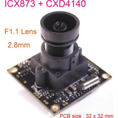 1/3" Sony ExView CCD image sensor ICX873 + CXD4140 Effio-E chipset camera 32x32mm PCB board module +M12 Star Light Lens