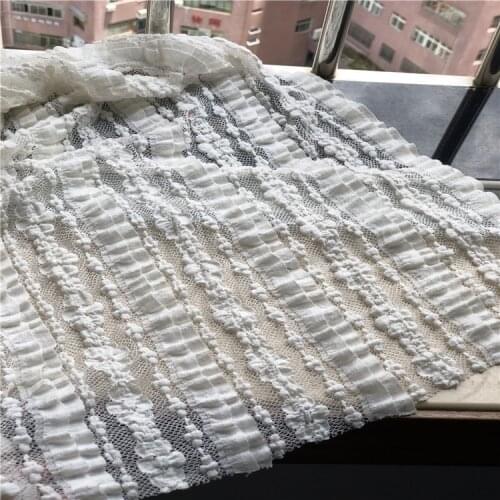 125cm*100cm Good Quality Elatsic Lace Fabric Cotton Lace Bubble Design Dress Fabric Soft Good Touch X011