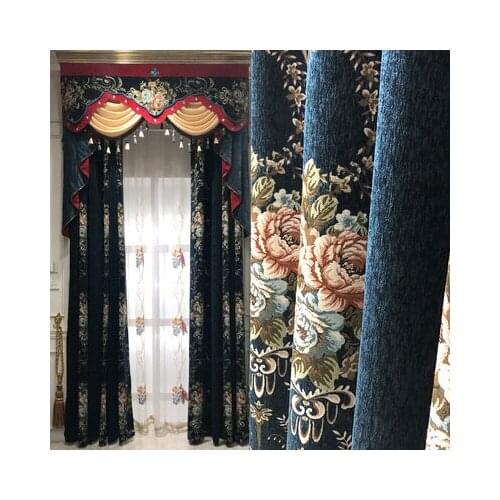 European curtain finished product palace luxury villa living room luxury atmosphere high grade thickened chenille full shading
