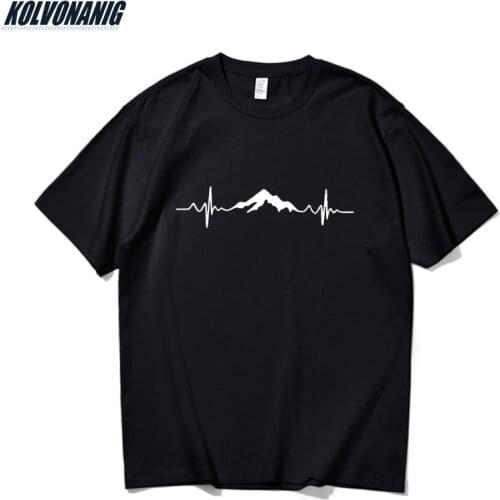 Mountains Hiking Heartbeat Graphic Funny Print T shirts For Mens Sportwears Women Summer Casual Cotton Tee Tops Plus Size