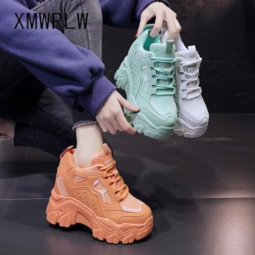 XMWRLW Womens Platform Shoes 2021 Spring Autumn PU Leather Casual Women Shoes High Heels Female Sneakers Woman White Shoe
