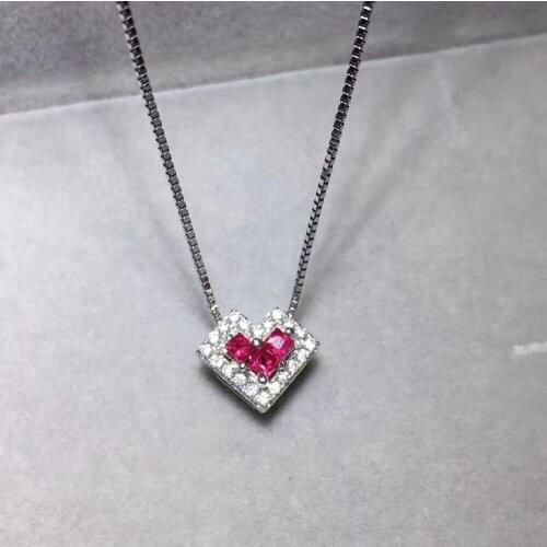 Natural red ruby Pendant natural gemstone pendant necklace 925 sterling silver Elegant Lovely Small heart girl gift jewelery