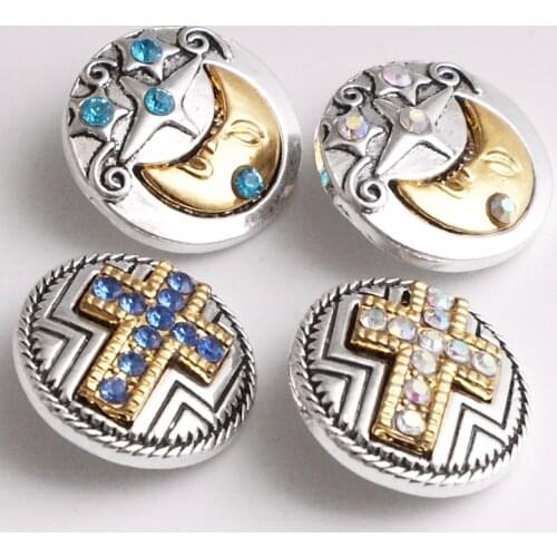 XH303 moon cross Metal 18mm Snap button jewelry