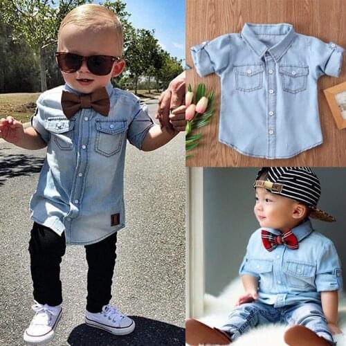Fashion Cute Toddler Kids Baby Infant Boys Girls Denim Coat T-shirt Tops Clothes Blouses Shirts