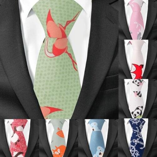 Fashion Animal Tie For Men Women Skinny Neck Tie For Wedding Business Casual Cartoon Neckties Classic Suit Slim Cotton Neck Ties