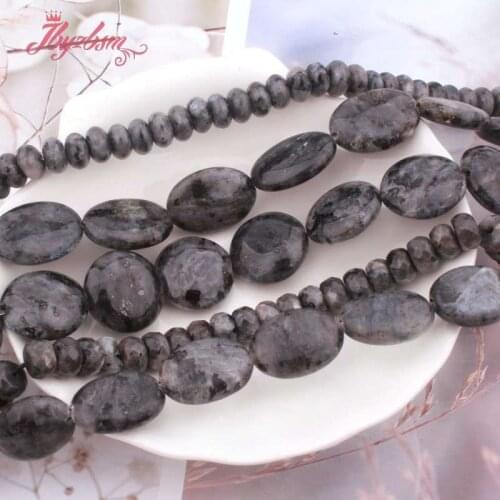 Natural Back Labradorite Coin Oval Heishi Beads Loose Stone Beads For DIY Jewelry Making Necklace Bracelet Spacer Strand 15"