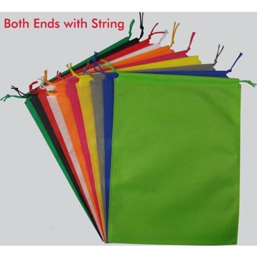 50pcs 39cm Hx30cm drawstring non woven sack with rope storage bag multiple colours for shoe / clothes dust proof