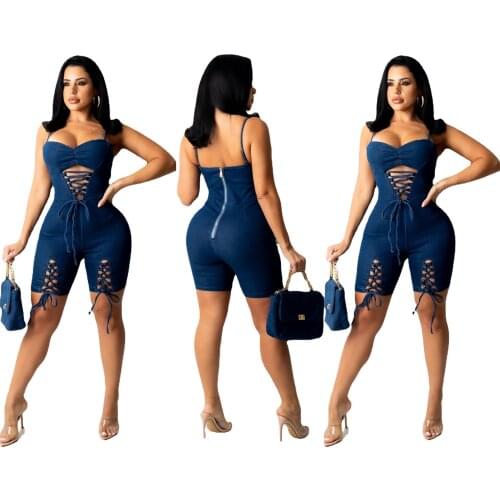 2021 Newest Women Shorts Strapless Jumpsuits Off Shoulder Sleeveless Waist Lace Up Sexy Lady Bodycon Solid Rompers Street Wear