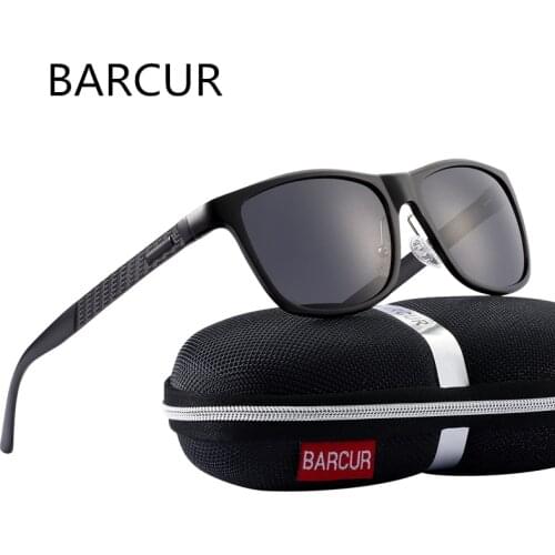 BARCUR Men Aluminum Sunglasses Polarized UV400 Mirror TAC Lens Classic Brand Male Sun Glasses Women For Men Oculos de sol