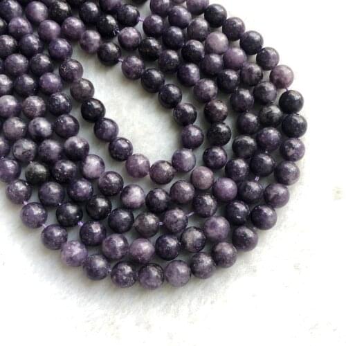 Wholesale Natural Lepidolite Bead 6mm 8mm 10mm Round Purple Mica Stone Bead,1Full Strand 15.5" for jewelry making