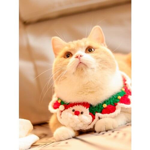 Pet Collars Cat Dogs Rabbit Knitted Yarn Handmade Cat Collars Christmas Gifts New Year Ornaments Cat Necklaces