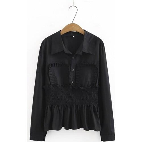 Plus Size 3XL-6XL Womens Black Tops Large Size Solid Elegant Blouse Simple Officewear Blusas