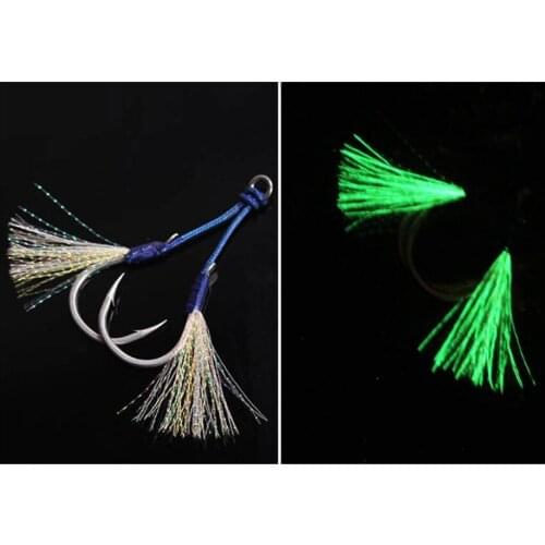 Jigging Assist Hooks Stainless Steel Assist Fishing Hooks Fishhooks with Line