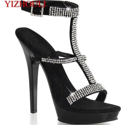 13cm full - baked varnished sandals, sexy new water drilling and super fine heels and Dance Shoes