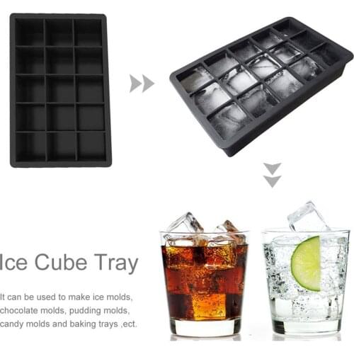 15 Grid Silicone Ice Cube Maker Easy-Release Square Shape Ice Cube Trays Molds Kitchen Bar Pub Wine Ice Blocks Maker Mould Tools