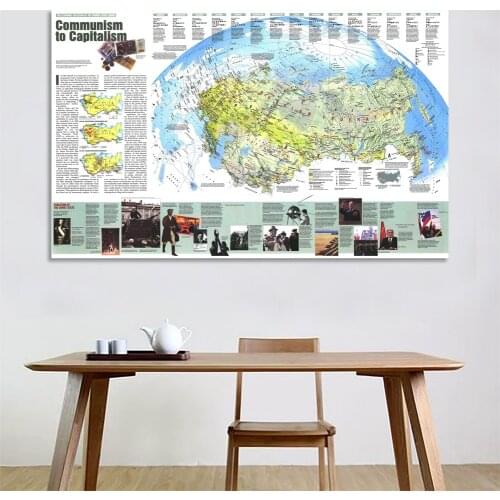 Foldable Map of The Russia 1993 Year Non-woven Political Physical World Map Wall Decor Poster for Culture School Home Education