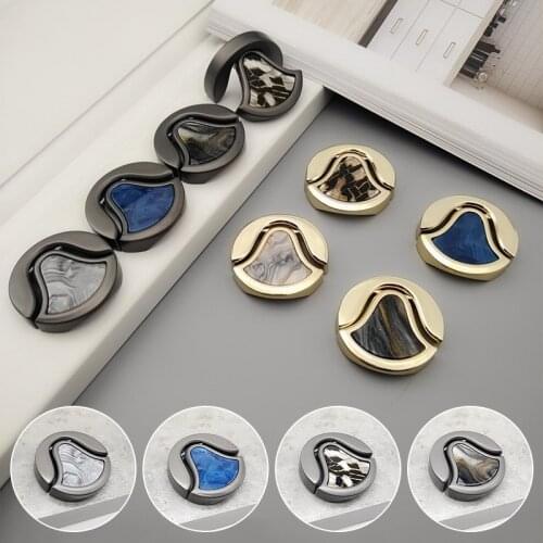 Modern Simple Shell Stone Handle Zinc Alloy Copper Drawing Single Hole Round Wardrobe Cabinet Door Handle Furniture Component