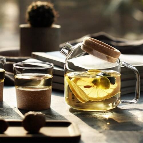 Creative Large Capacity High Borosilicate Glass Tea Pot With Cork and Handle For Juice Water Cup Kitchen Transparent Kettle