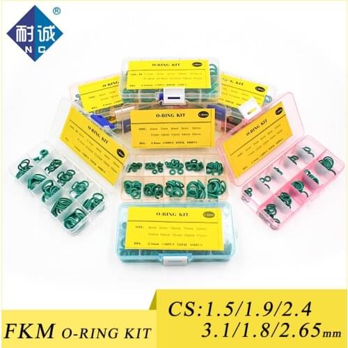 Thickness 1.5 / 1.8 / 1.9 / 2.4 / 2.65 / 3.1mm green rubber ring FKM O ring seal FKM seal O-ring ordering kit classification kit