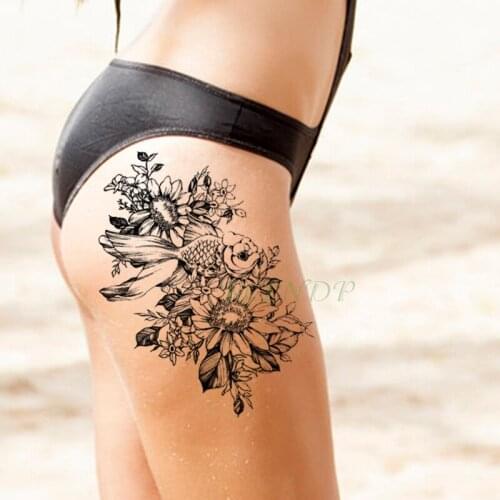 Waterproof Temporary Tattoo Sticker fish sun flower leaf fake tatto flash tatoo big tattoos arm foot back for girl women men kid