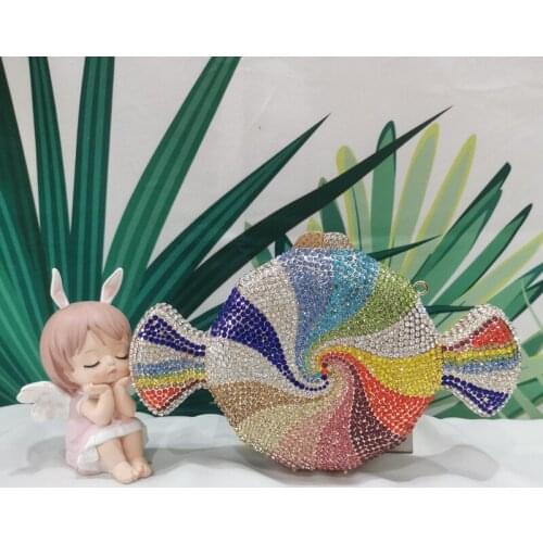 Candy Shape Colorful Wedding Bridal Evening Womans Bag Diamond Lady Prom Dinner Party Handbag Female Rhinestone Clutches Purses