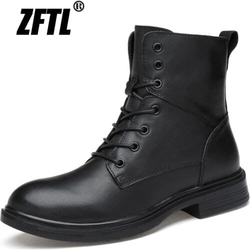 ZFTL NEW mens Cotton boots winter man snow boots Plus velvet Genuine Leather martins boots Non-slip Casual warm fur boots151