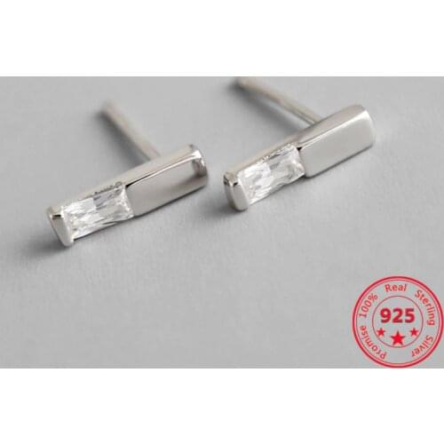 2019 Hot Sale 925 Silver Stud Earrings Fashion Concise Long Strip Line Zircon Earrings Studs Fine Jewelry for Women