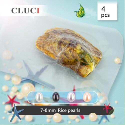 CLUCI 4pcs 7-8mm Real Vacuum Packed Freshwater Pearl Oysters Women White Black Purple Pink Pearl Bead in Oyster WP047SB
