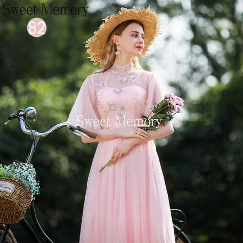 J249 Sweet Memory 6 Styles Women Pink Dress Plus Size Bridesmaid Dresses Summer Vestidos 2021 Formal Wedding Gowns Femme Robe