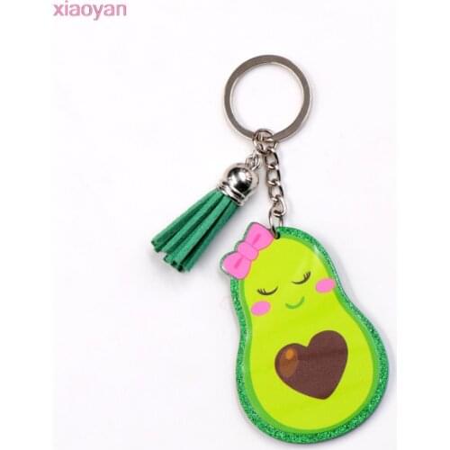 1piece)Avocado Keychain, Smiling Cute Avocado Acrylic Keychain, Glittered Acrylic Keychain, Avocado Purse Charm