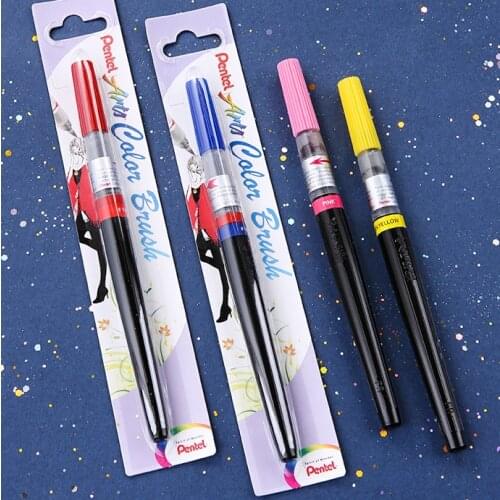 New 1pc Japan Pentel Color Brush Soft Tip 12 Colors Available for Watercolor Painting Practice Calligraphy Brush Lettering Pen