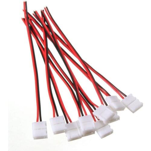 10Pcs PCB Cable 2 Pin LED Strip Connect 3528 Single Color Adapter 8mm
