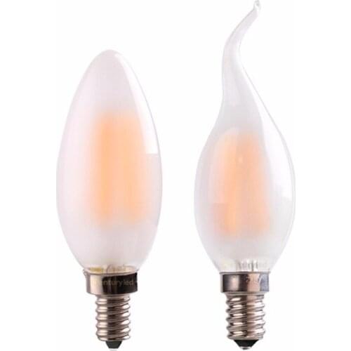 100PCS C35 C35L Frosted Glass 4W 6W Edison LED Filament Lights Bulbs E27 E14 220V Warm White 2700K Decorative Lighting Dimmable