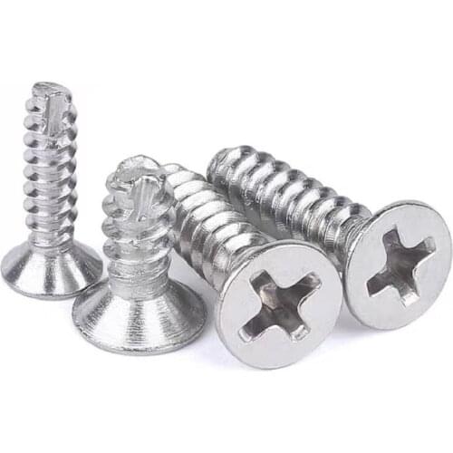 100PCS M3 M4 GB13806.2 B type 304 Stainless steel KT flat head countersunk head cross groove flat tail tapping screw