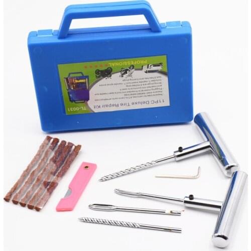 11pcs Car Van Motorcycle Bike Emergency Heavy Duty Tubeless Tire Puncture Professional Repair Kit Plug Set Tyre Repair Kit