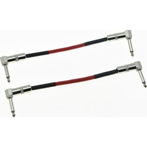 2pcs 20cm Mono Guitar Effect Pedal Cable Effects Patch Cord in Right Angle Red Color
