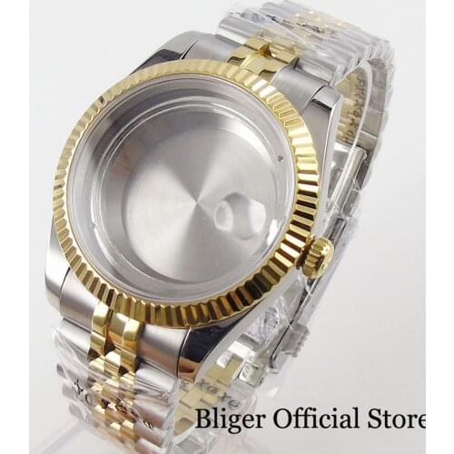 39.5MM Tow Tone Gold Coated Automatic Watch Case fit MIYOTA 8215 821A 8205 DG MINGZHU 2813 Jubilee Band Sapphire Crystal
