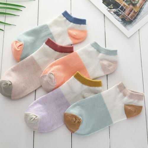 5Pairs/set Ankle Cotton Women Socks 24 Patterns Cute Funny Cat Letter Number Stripe Love Casual Low Cut Sock