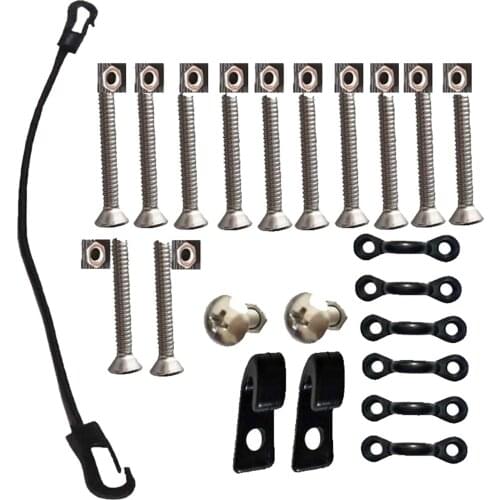 Deck Rigging Kit Accessory - with Deck Loops Tie Down Pad Eyes and J - Hooks and Bungee Cord Hook Screws for Kayaks Canoes Boat