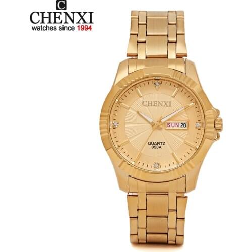 CHENXI Brands High-Quality Watches Couple Quartz Stainless Steel Gold Watch Men and Women Business Gift WristWatch Ladies