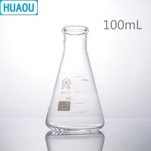 HUAOU 100mL Erlenmeyer Flask Borosilicate 3.3 Glass Narrow Neck Conical Triangle Flask Laboratory Chemistry Equipment