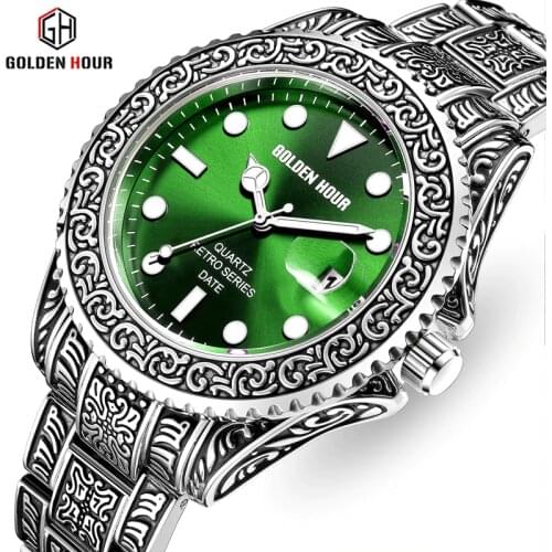 GOLDENHOUR Men Quartz Watch Top Brand Mens Fashion Luxury Business Watches Casual Waterproof Date Wrist Watch Relogio Masculino