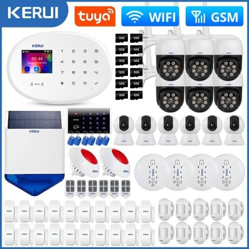 KERUI Tuya Smart Home Alarm system Kit 4G GSM WIFI Wireless Alarm Security System Camera Control Alexa Google PIR Sensor Siren