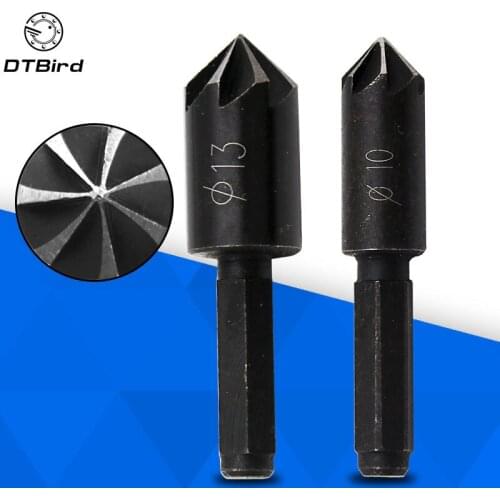 2Pcs 7 Flute Countersink Drill Bit 1/4" Hex Shank HSS 82 Degree Drill Bit Tool for Woodworking Chamfer Cutter 10-13mm DT6