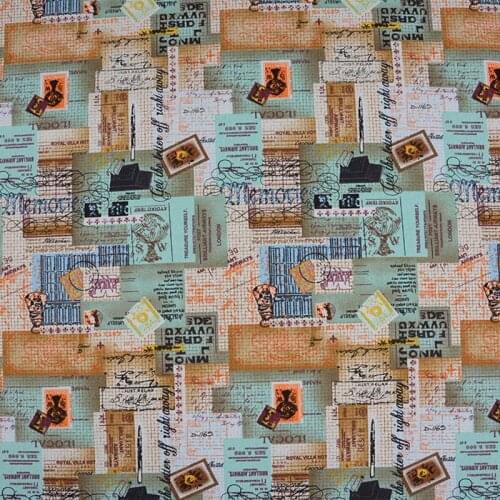 Beautiful Thick Canvas for Bag Cartoon Travel Diary Words Printed Canvas Cotton Fabric Sewing Material Diy Sofa/Table Cloth