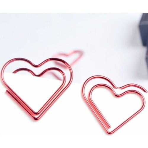 Love romantic red clip bookmark school stationery metal gift love heart paper clips