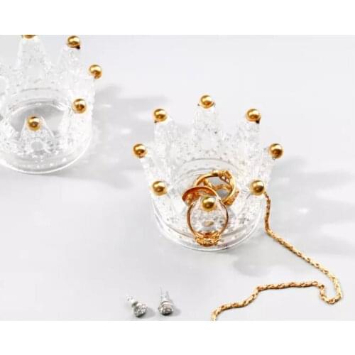 Multifunctonal crown shaped crystal glass jewelry box storage box jewelry dish jewelry holder jewelry stand